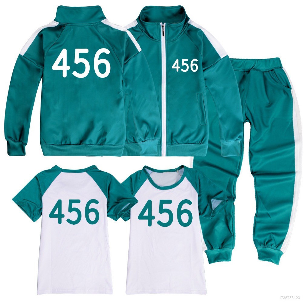 🎉Cosplay🎉 TM Pg Squid Game 456 áo khoác quần Áo thun vải cosplay cho trẻ em đồ thể thao MT