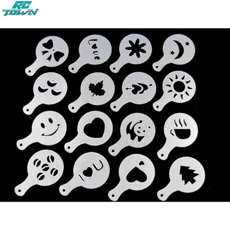 16Pcs Coffee Latte Mold Dusting Pad Stencils DIY Kitchen Art Baking Tools ราคา 22 บาท*ส่งฟรี