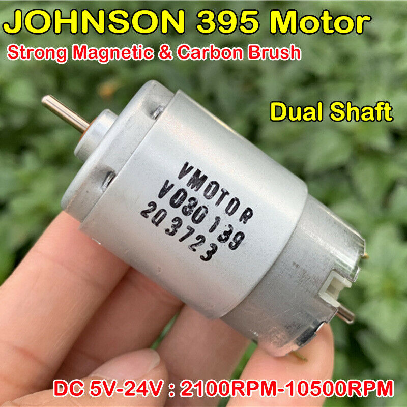 yingke Johnson Dc 395 Motor Dc 6v-24v 9v 12volt 18v 10500rpm High Speed Large Torque Dual Shaft 2.3mm Diy Toy Car Boat Sweeper Robot