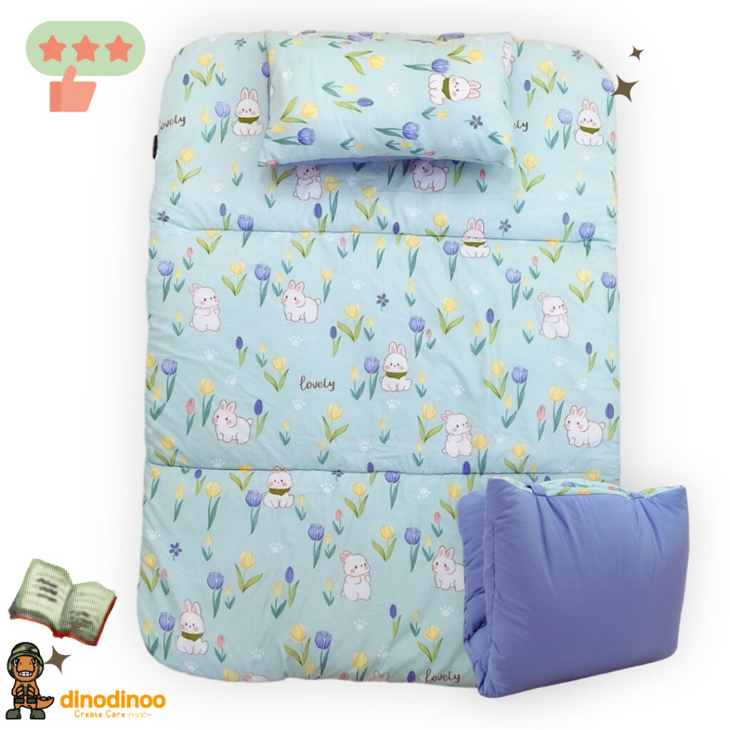 ที่นอนเด็กอนุบาล รุ่น พับง่าย ผ้า DinoSoft คอตตอน 👉คลิปล็อค 85X120x3 cm ที่นอนเด็กไปโรงเรียน DINODINOO
