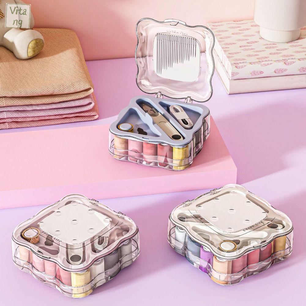 VITANG Di động Bộ hộp may mini Đã phân chia Đa chức năng Bộ dụng cụ may tay Bền bỉ Chuyên nghiệp Hộp may vá tại nhà Du lịch
