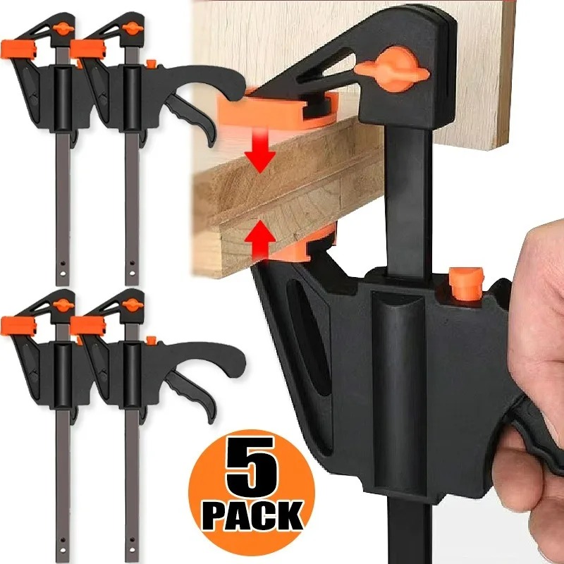 5Pcs Mini Bar Clamps Woodworking Quick Grip Clamps Woodworking Work Bar F-Clip Quick Ratchet Release Black DIY Carpentry Clip