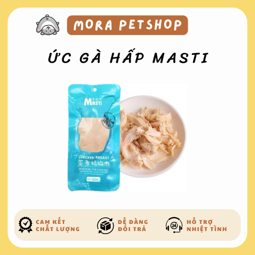 Ức gà tươi hấp Masti 40gr ăn liền cho chó mèo chứa nhiều dinh dưỡng giúp kích thích sự thèm ăn
