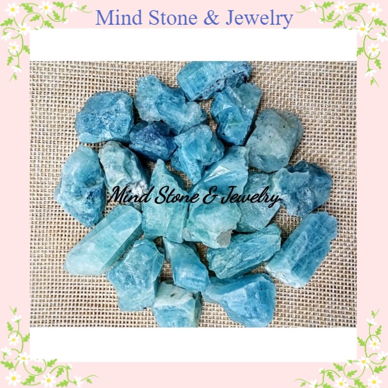 Viên đá thanh tẩy xanh Aquamarine làm handmade, thanh tẩy tarot, trưng bày phong thủy