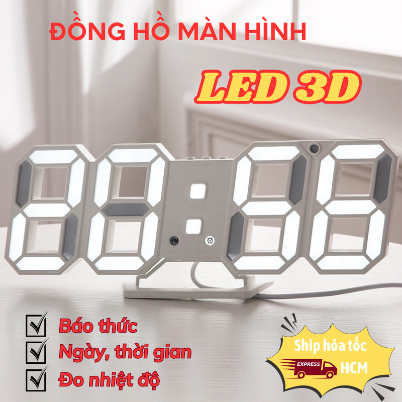 Đồng Hồ LED 3D – Đa Năng: Hiển Thị Giờ Nhiệt Độ Cảm Biến Âm Thanh Đèn Decor