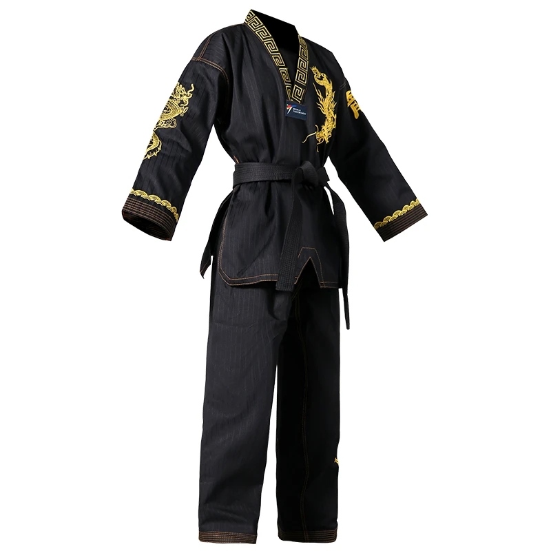 Gili bordado dragão padrão uniforme Preto dobok Tae Kwon do MMA artes marciais ternos de karatê Alta