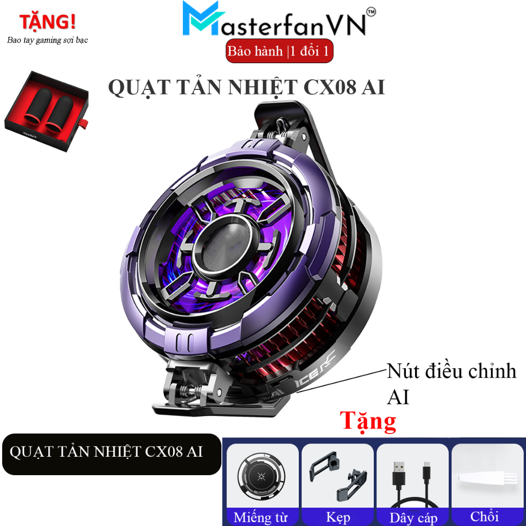Quạt tản nhiệt điện thoại sò lạnh CX07 | CX08 Pro | CX08 AI | X12 Plus thế hệ mới làm lạnh đóng băng hỗ trợ tăng fps Giá 249,000 Đồng*Miễn phí vận chuyển