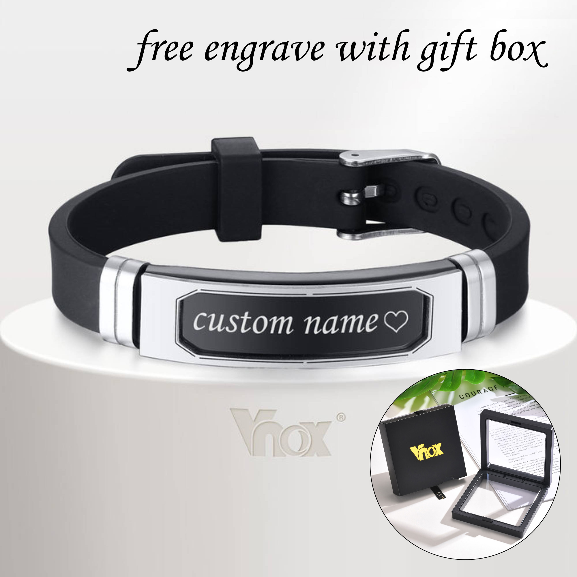 VNOX Bracciale Medico Identificativo In Pelle Intrecciata Blu Con Caduceo E Chiusura Magnetica - Regolabile, Con Incisione Personalizzata