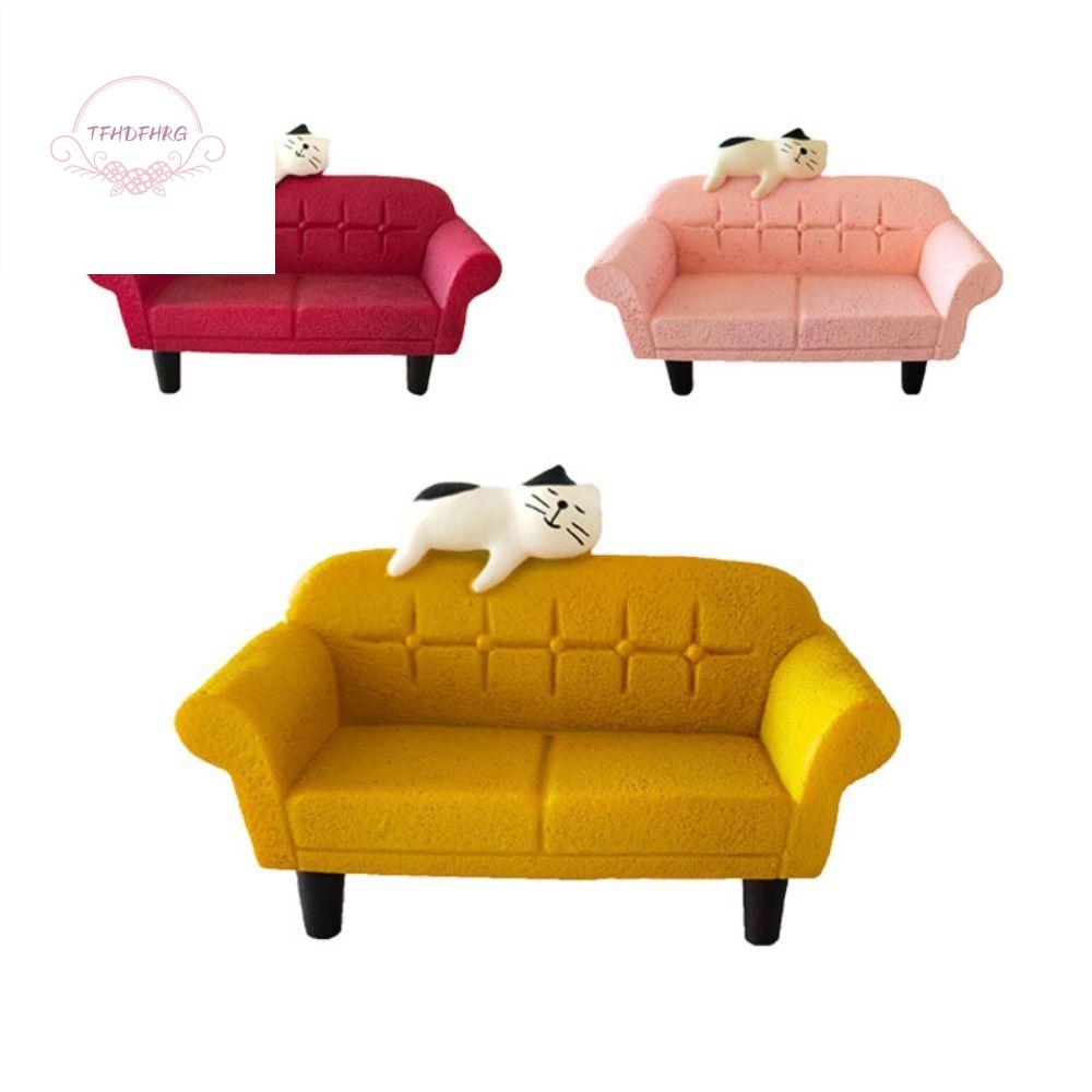 TFHDFHRG Mô hình mô phỏng Đồ chơi nội thất ghế sofa nhỏ Nhựa Thủ công thu nhỏ Ghế Nhà búp bê mèo con Quà Tặng Phong cách Nhật Bản Đồ trang trí ghế Mèo hoạt hình Dành cho trẻ em