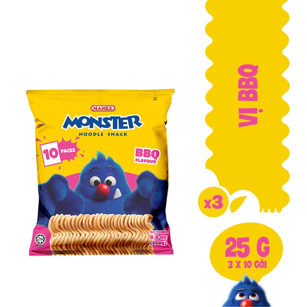Combo 3 Túi Snack Mì Gói Monster (Túi 10góix25g)