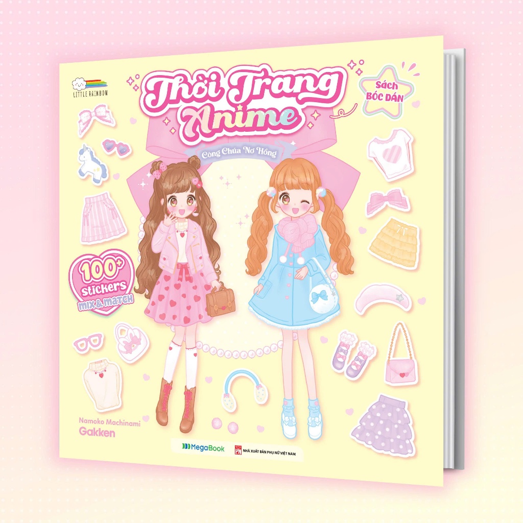 Sách Thời trang Anime - Công Chúa Nơ Hồng (Bóc dán 100+ stickers váy, phụ kiện xinh đẹp) cho bé gái