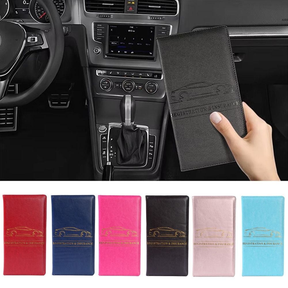 ZKMFU9568 Sức chứa lớn Hộp bảo hiểm đăng ký ô tô Da PU Đầy màu sắc Ví đựng thẻ tín dụng Đa chức năng Nhiều túi Túi đựng giấy phép xe hơi Vật tư nội thất xe hơi