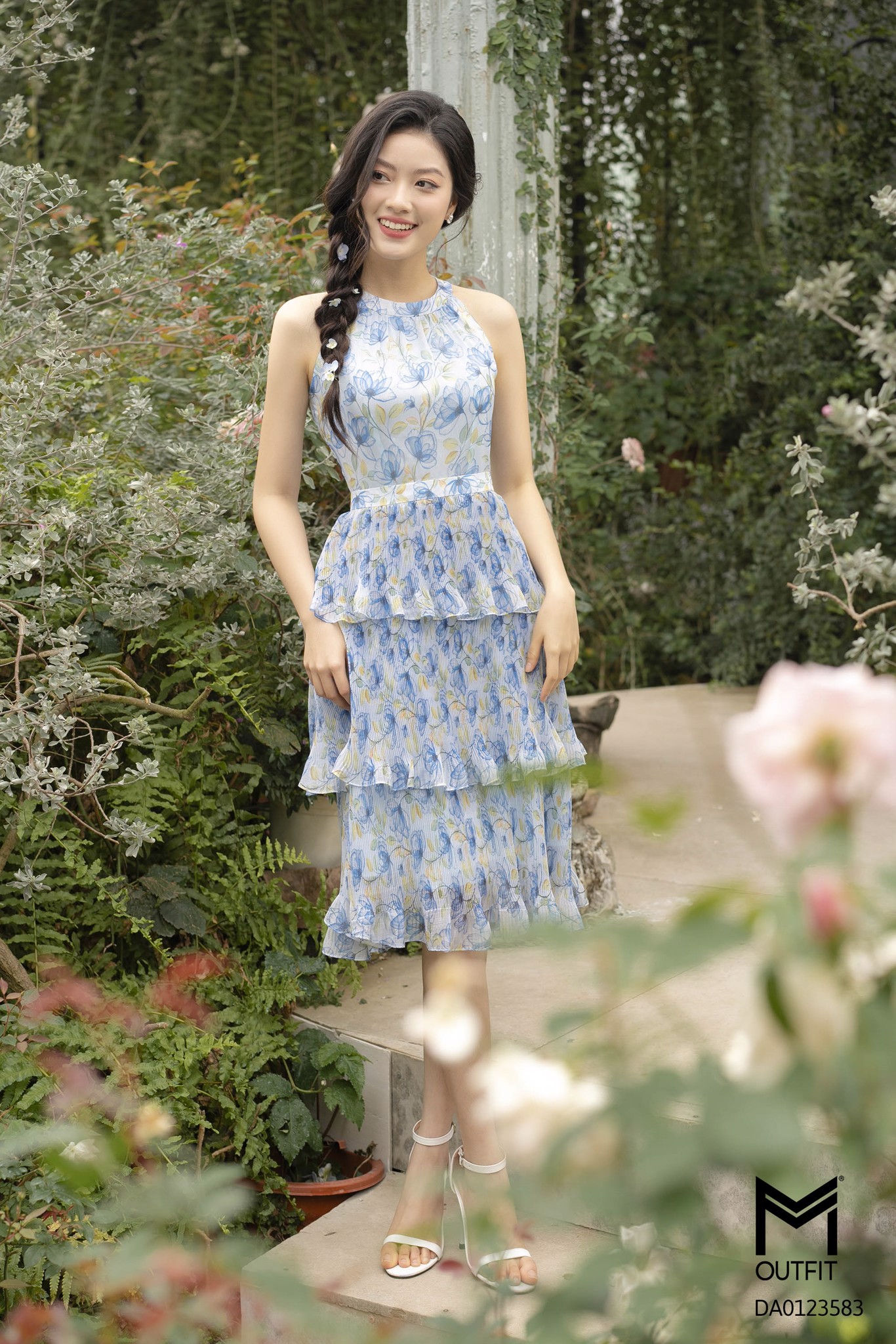 Đầm maxi, tùng dập ly nhăn 3 tầng