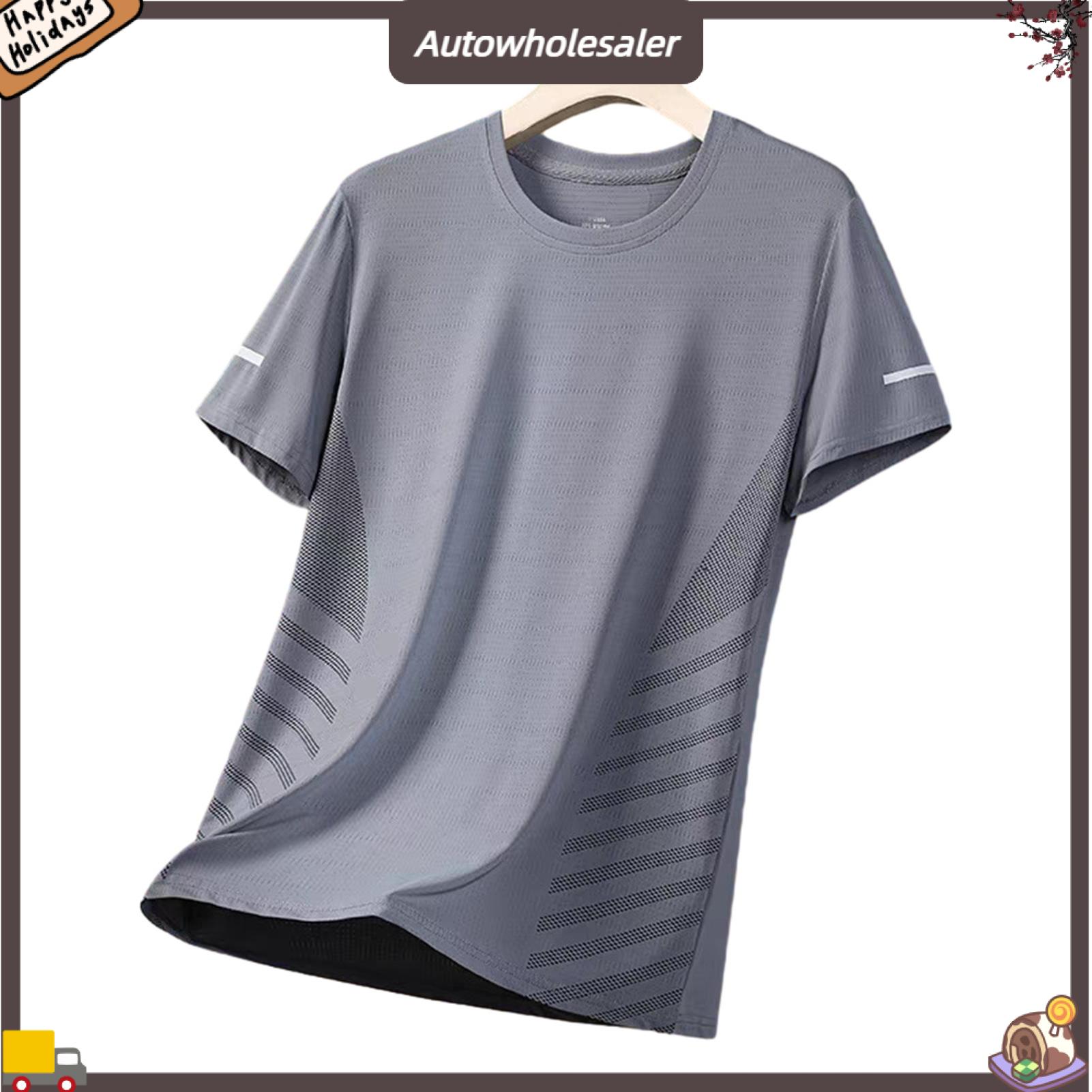 Autowholesaler Men Gym Running Shirt Men Athletic T-shirt Men's Quick-dry Breathable Mesh T-shirt Loose Fit Athletic Tee for Jogging Gym Fitness Training Outdoor Workouts – Lightweight Summer Sports Shirt - 1
