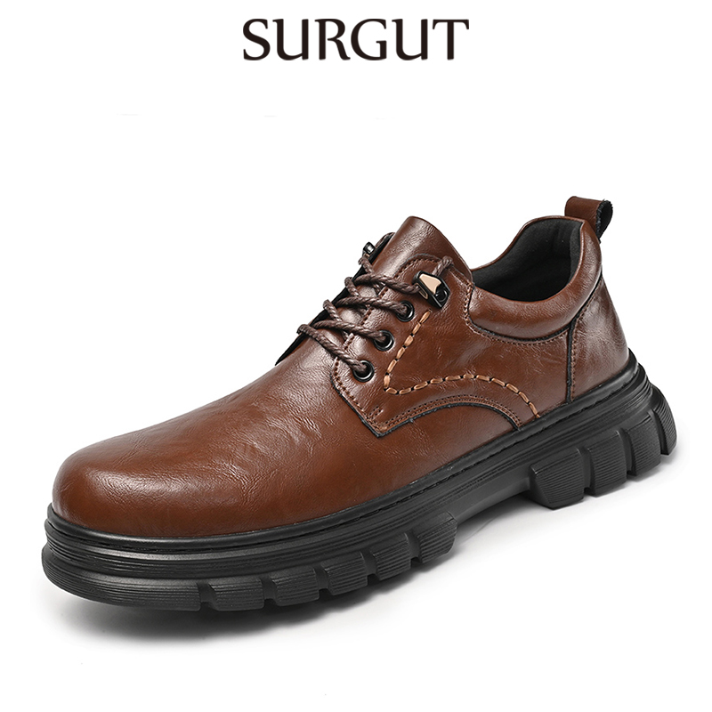 SURGUT Cowhide Men Shoes Fashion Quality Non-Slip Comfortable Wear-Resistant Hand-Sewn Heightening Business Shoes Men Size 38-45 ราคา 1,135 บาท*ส่งฟรี