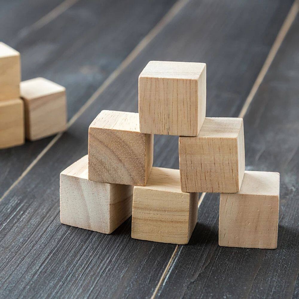 Combo 10 Hạt gỗ khối lập phương loại gỗ mộc tự nhiên Kt 3cm-4cm Thingkids