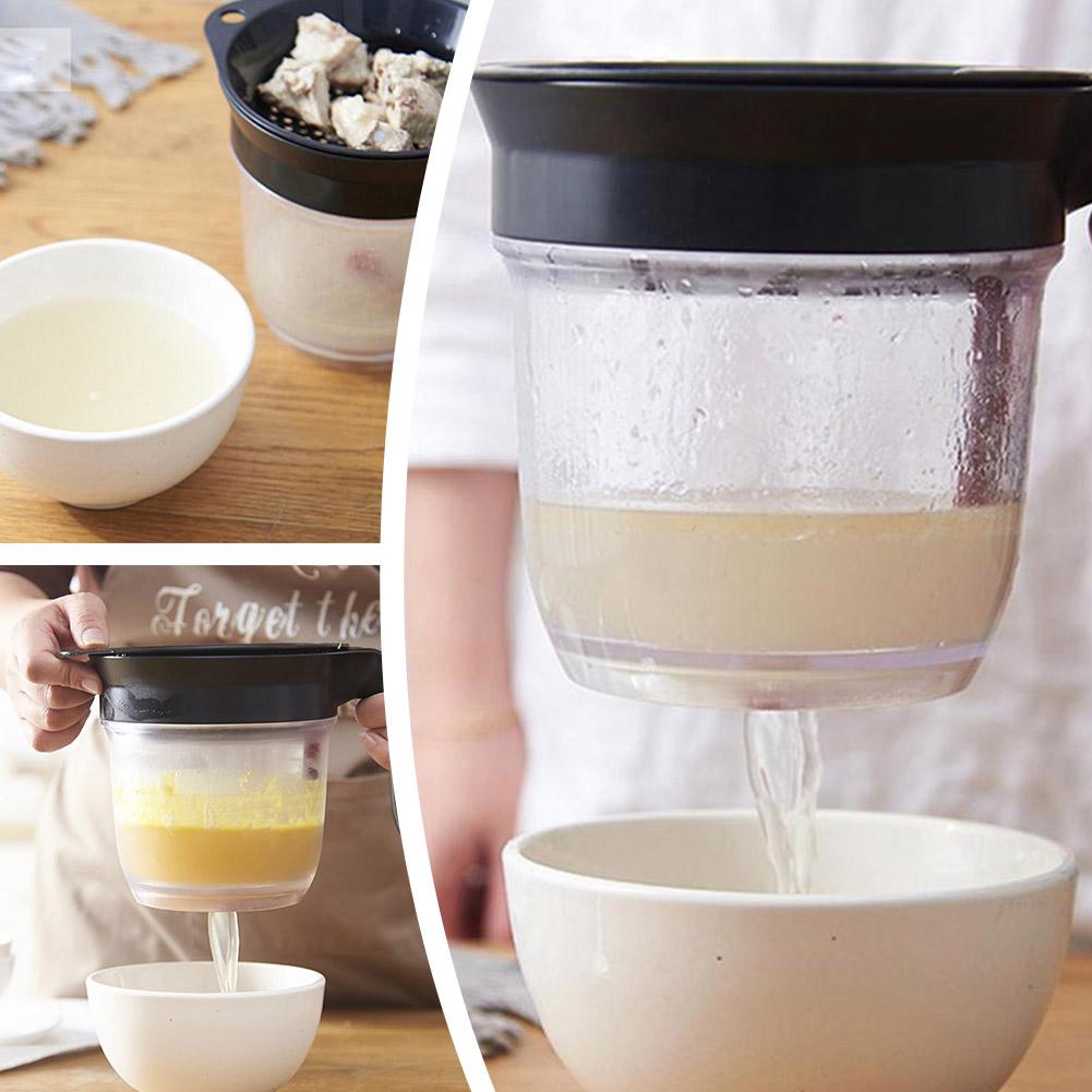 Simple And High-capacity Kitchen Oil Soup Separator Strainer Dispenser Oil Soup With Fat Dedicated Filter Kitchen Filter Oil Gravy W8K8
