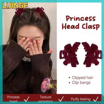 LIJINGF 1 Cặp vuốt tóc nhung đỏ nơ buộc tóc nhỏ kẹp tóc phụ nữ kẹp tóc kẹp tóc Cô Gái Tóc cua Quà Tặng Ngày Valentine