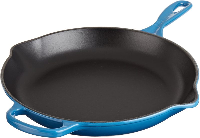 Le Creuset 11 3/4 Inch Signature Iron Handle Skillet Frying Fry Frypan Pa, Marseille Blue or Cherry Red Singapore