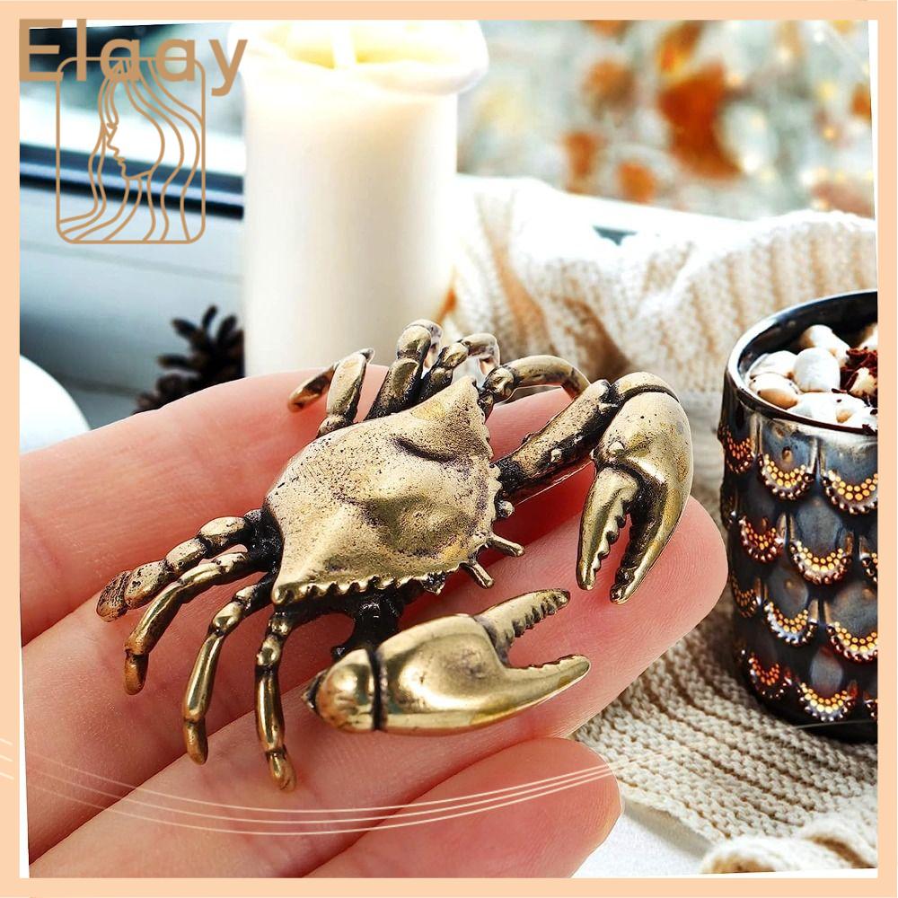 ELAAY Cua Tượng cua nhỏ Đồng thau Vàng Tượng cua Vàng Thời trang Tượng cua Nhà
