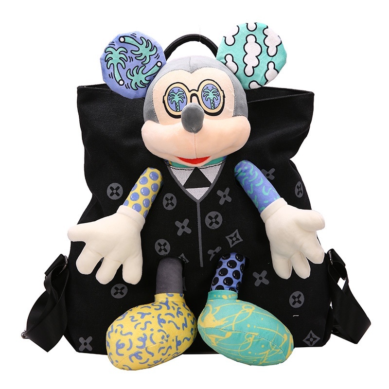 Balo Chuột Mickey, Balo canvas cỡ lớn phối màu tương phản dễ thương cho mẹ và bé BZ051