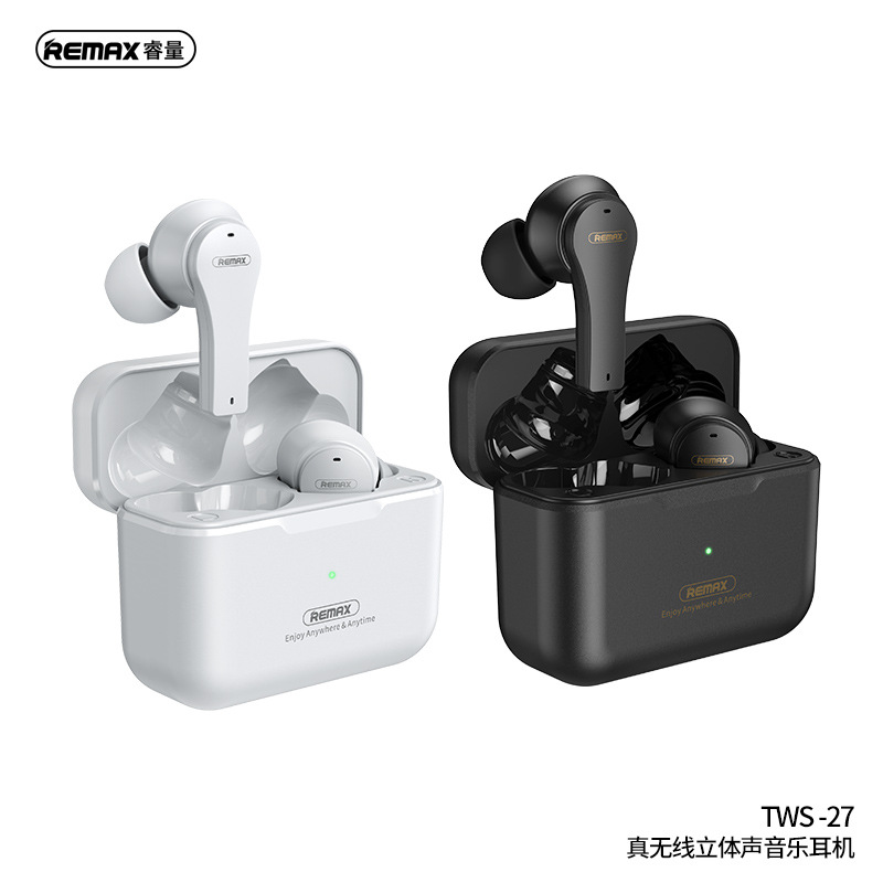 Tai nghe remax tws-27 không dây bluetooth 5.0, có nút cao su nhét tai, tai nghe cao cấp