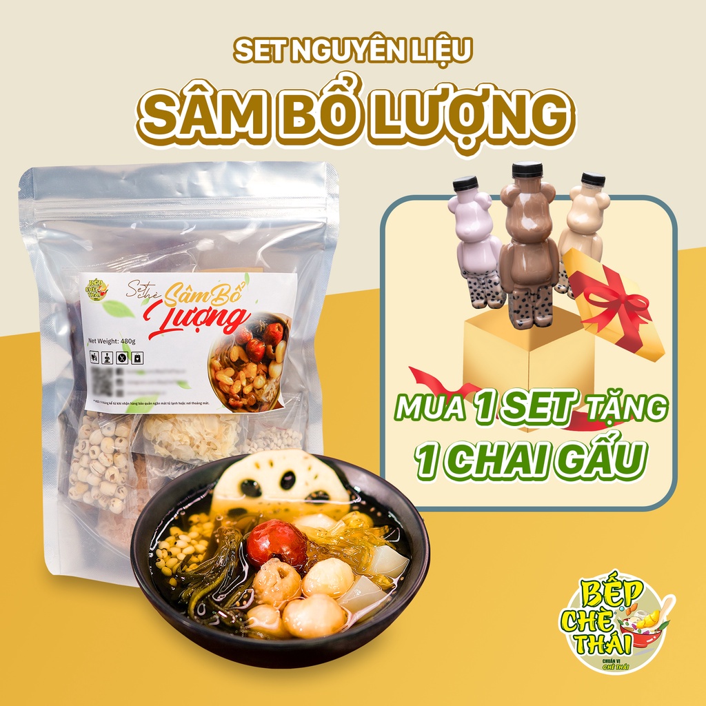 Set chè sâm bổ lượng - tự nấu 10 vị - bếp chè thái