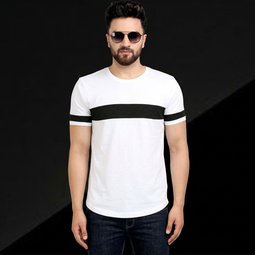Ruku Garments Stylish Short Sleeve Panel, Cotton Fine Single Jersey Tshirt