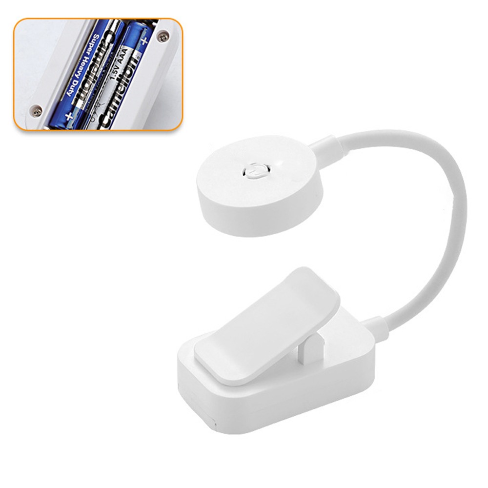 YERZ Stepless Dimmable LED Book Clip Lights Mini 3 Colors Bedroom Table Lamp Lightweight 360° Rotate Reading Lamp with Clip Learning