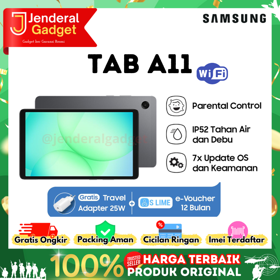 Samsung Galaxy Tab A11 4/64 Wifi Garansi Resmi ( FREE ADAPTER ) Harga  1,999,000 Ringgit*Penghantaran Percuma