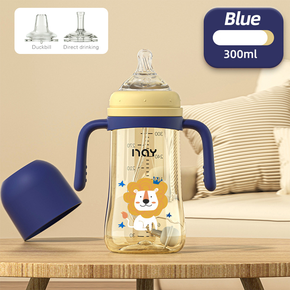 LAKOE 3In1 Botol Susu Bayi 240&300ML Botol Minum Sedotan Anak Anti-Colic BPA Free