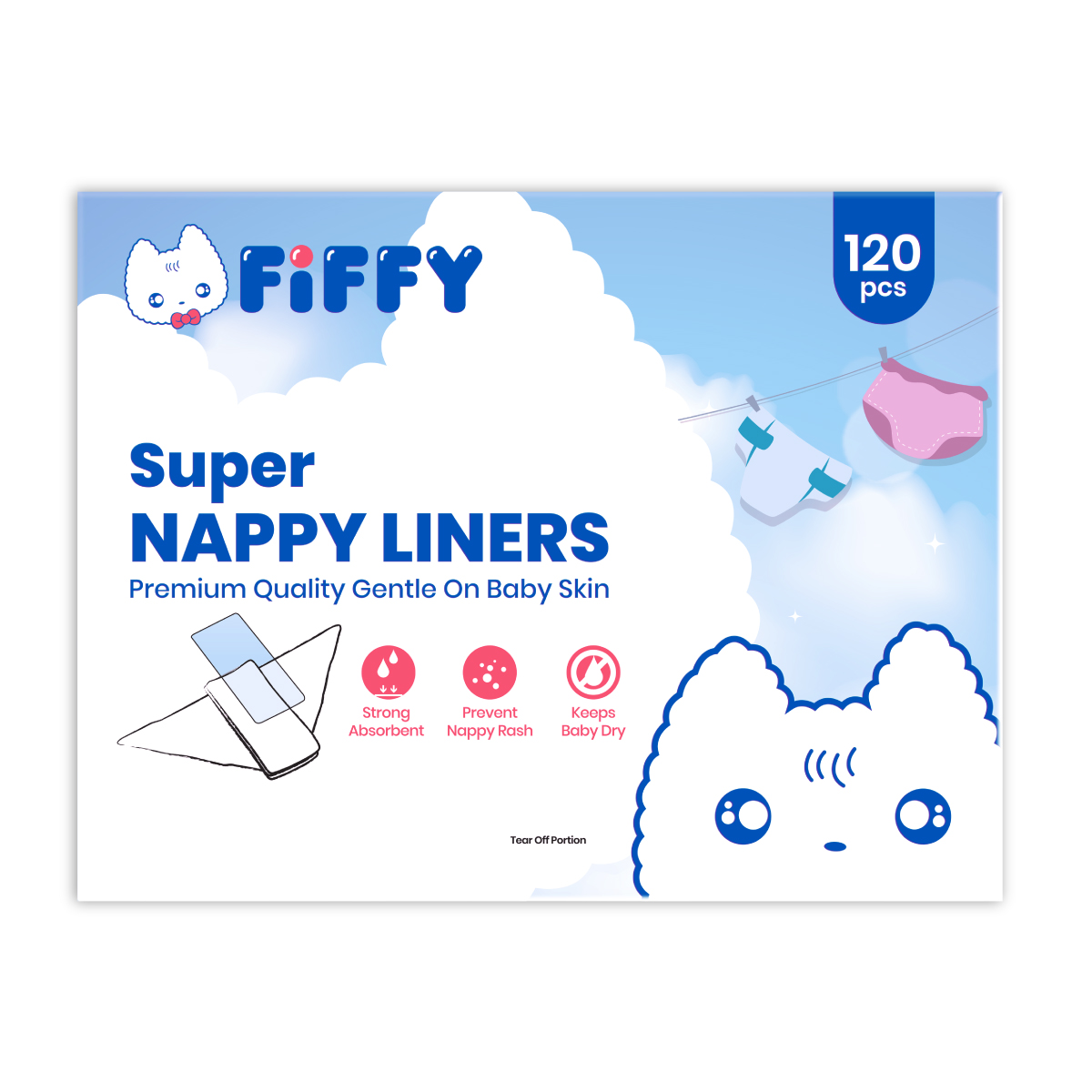 FIFFY SUPER NAPPY LINERS (120S) PELAPIK LAMPIN BAYI (98-843)