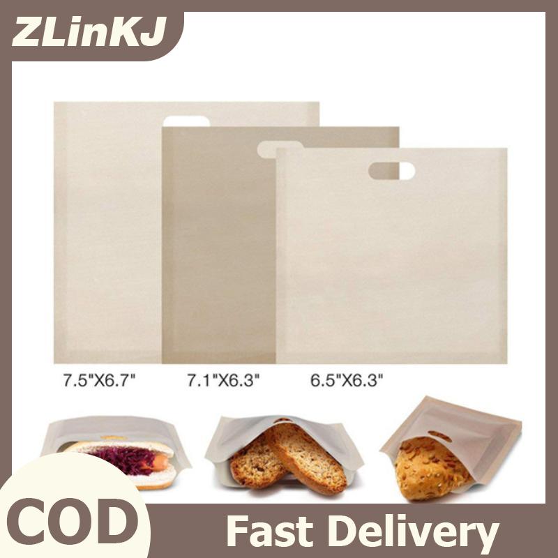 ZLinKJ 4 cái bộ tái sử dụng túi nướng bánh mì không dính túi bánh mì túi bánh sandwich sợi thủy tinh bánh mì nướng lò vi sóng sưởi ấm công cụ bánh ngọt