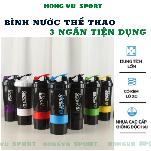 Bình nước tập gym, thể thao có con lắc lò xò tiện lợi hv328 600ml