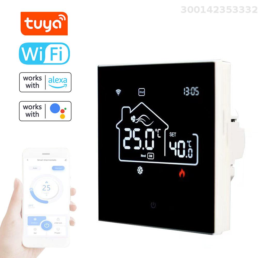 Meterk Tuya Indoor Central Air Conditioning Thermostat Floor Heating All-in-One Temperature Regulator Digital Display Intelligent Thermostat Mobilephone APP Control Compatible with Alexa and Assistant for Voice Control