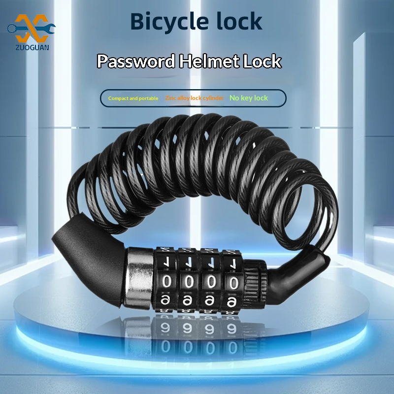 ZUOGUAN 4-Digit Combination Helmet Lock with Small Hole Design, Waterproof and Anti-Theft Cable Lock for Bike, Motorcycle, and Electric Scooter ราคา 61 บาท*ส่งฟรี