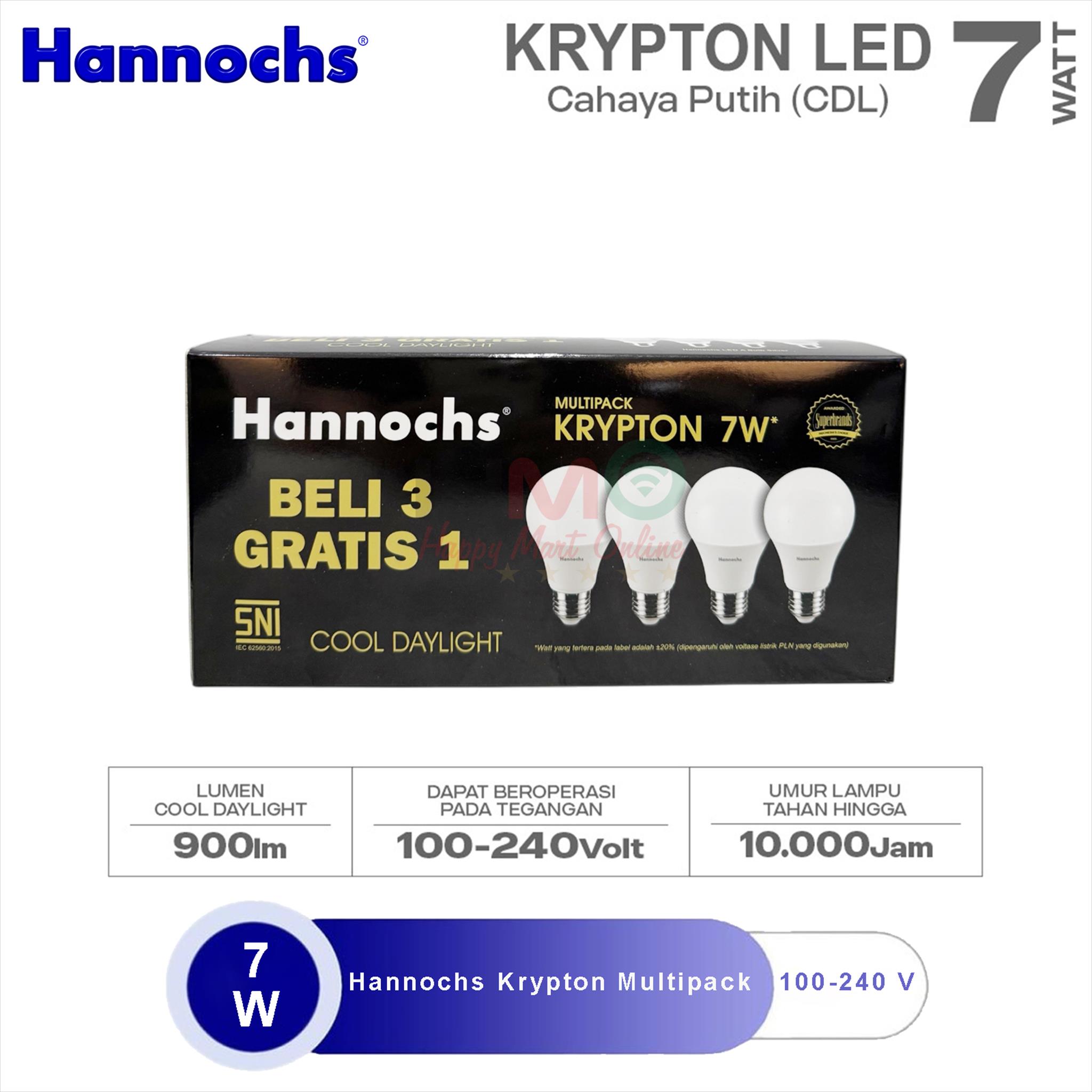 Hannochs Krypton Multipack Beli 3 Gratis 1 Paket Lampu LED Hannochs 3W 5W 7W 9W 12W 15W 20W 25W Watt Garansi 1 Tahun