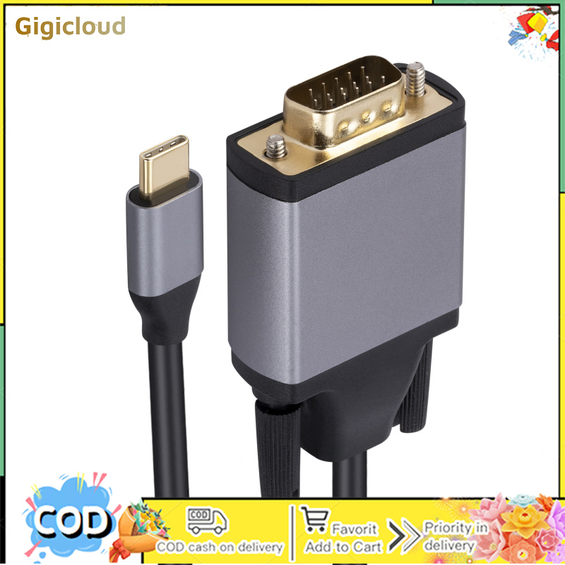 USB C To VGA Adapter 1080P Video Type C To VGA Monitor Converter For Laptop TV Projector Projection Screen Playback ราคา 131 บาท*ส่งฟรี