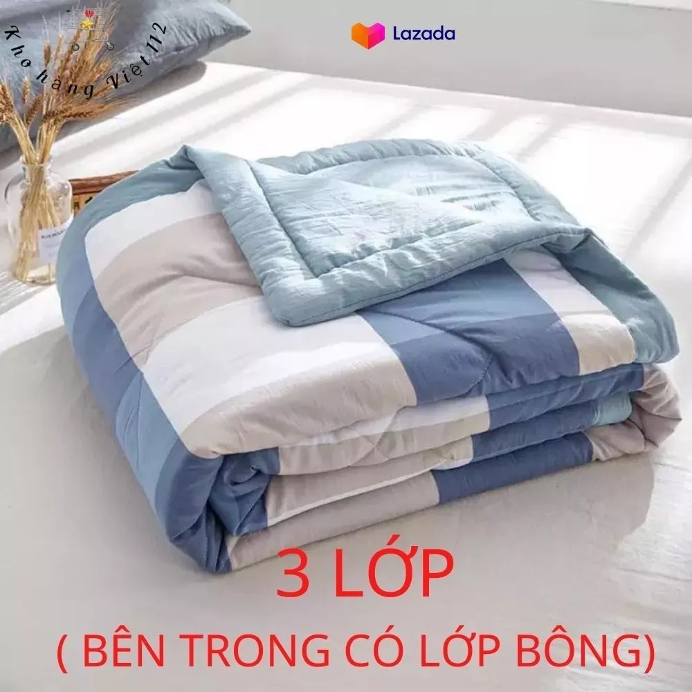 Chăn hè COTTON POLY trần bông 3 lớp kích thước 1m6x2m, mền mùa hè mát lạnh 2 mặt (Được chọn mẫu)