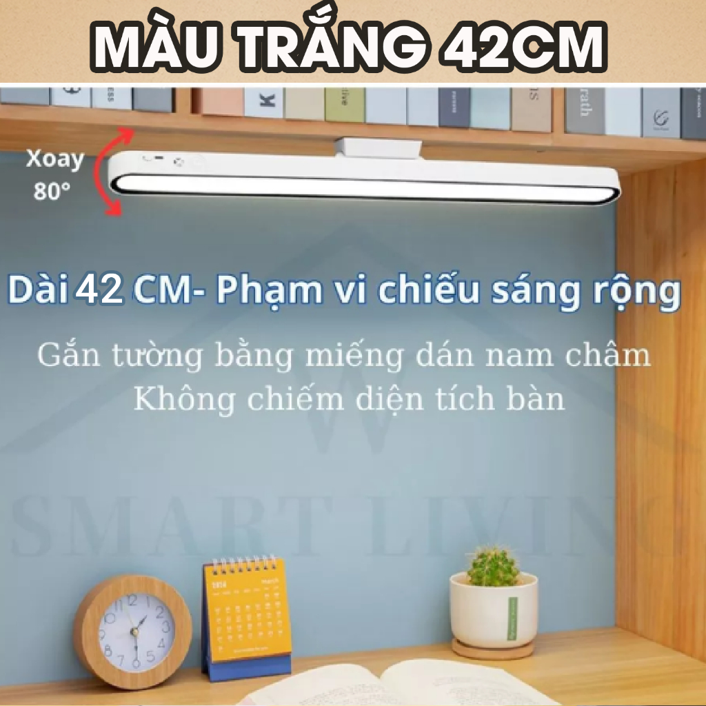 Đèn học gắn tường dài 42cm chống cận 3 màu pin sạc tích điệnbảo hành 6 tháng