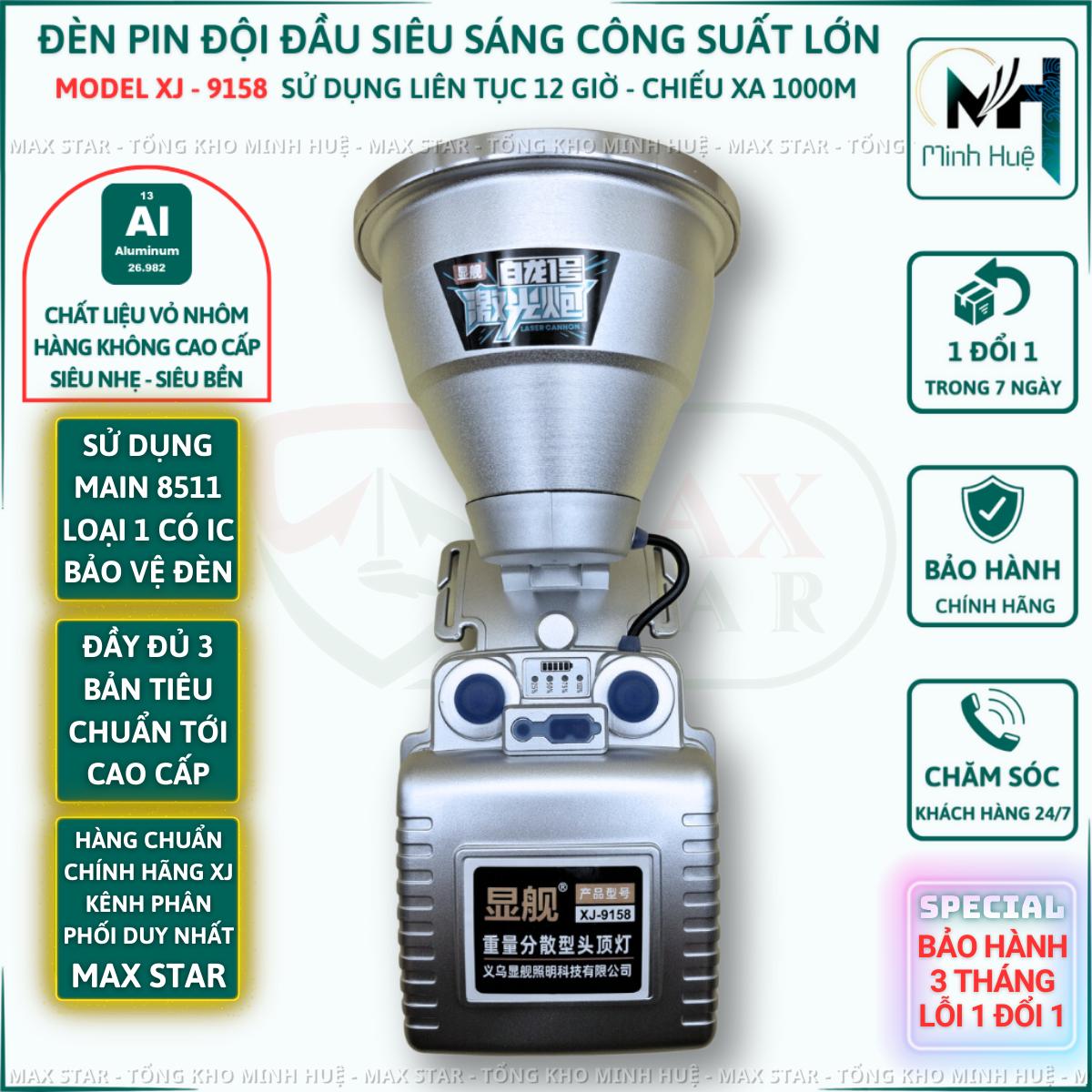 Đèn pin đội đầu siêu sáng XJ 9158 pin trâu chiếu xa 1000m tích điện 12 giờ bản cao cấp