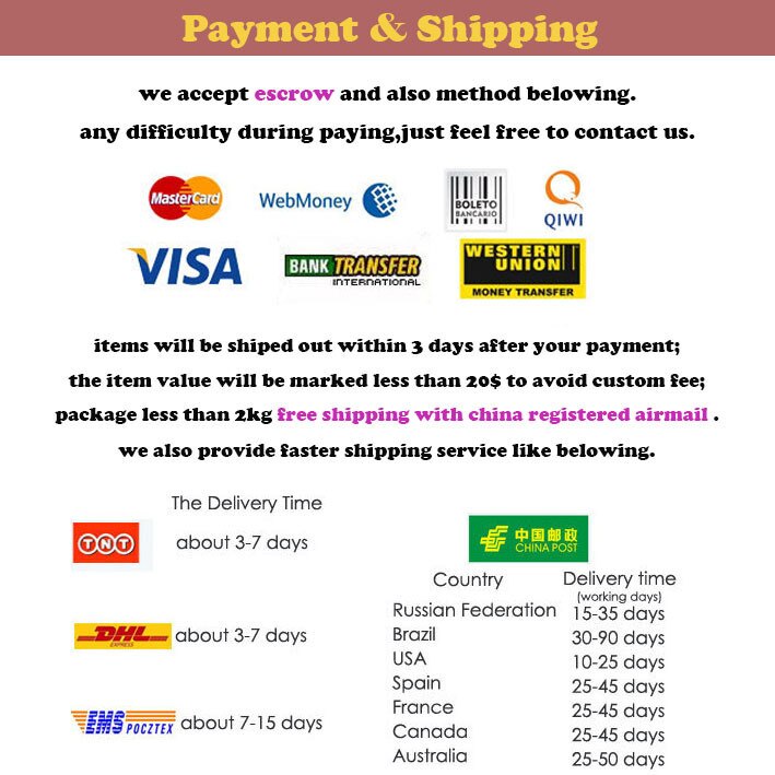 new payment and shipping