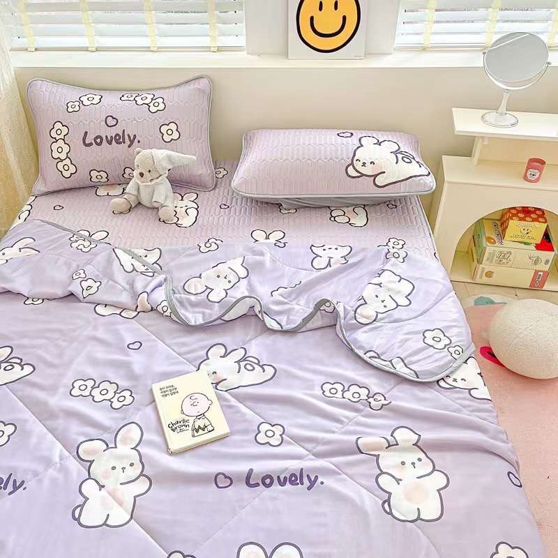 Chiếu điều hòa cao su non kèm chăn, chiếu cao su non kèm chăn điều hòa cùng mầu kèm 2 vỏ gối- TN164