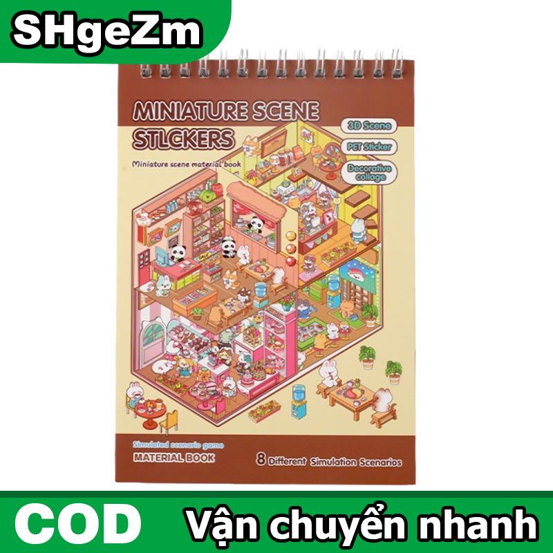 SHgeZm 3D Sticker cảnh cho trẻ em Kawaii Mini DIY Sticker cuốn sách cảnh sáng tạo xây dựng nghệ thuật thủ công quà tặng cho trẻ em trí tưởng tượng chơi lớp học học