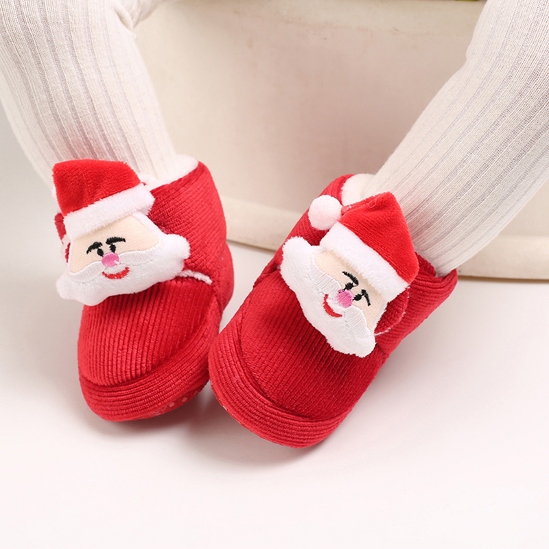 Newborn Girl Warm Shoes Santa Claus Winter Snow Boots Baby Walking Shoes