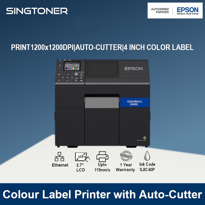 [Local Warranty] Epson ColorWorks C6050A Colour Label Printer with Auto-Cutter C6050 A Singapore