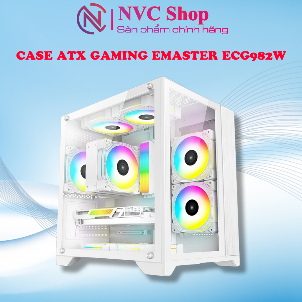 Case Gaming Emaster ECG982W Màu Trắng Chưa Kèm Fan - Kính cường lực 2 mặt