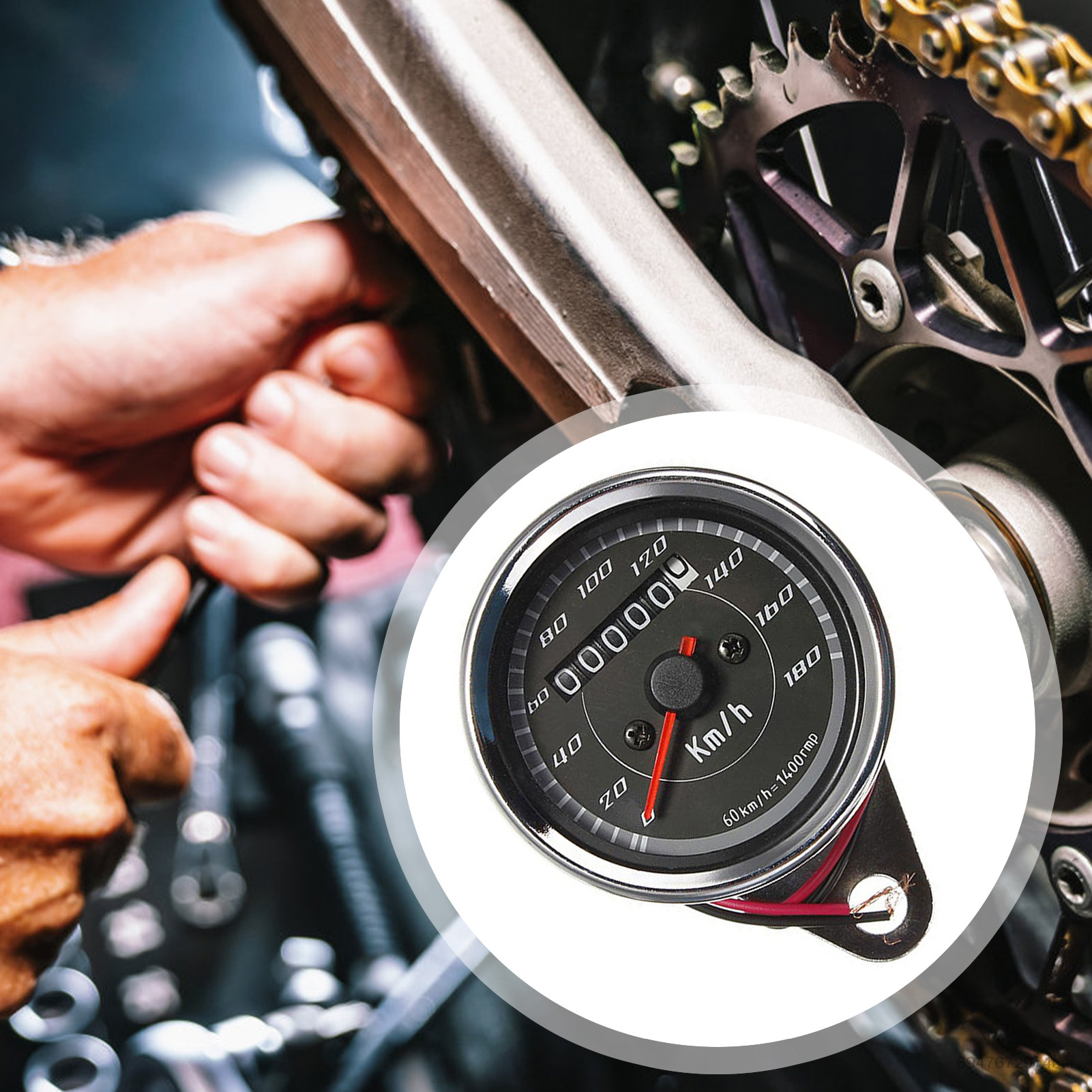 Đồng hồ đo tốc độ con trỏ xe máy Bộ đếm kép Đồng hồ tốc độ Km Quà tặng cho người đam mê xe máy TD-VN