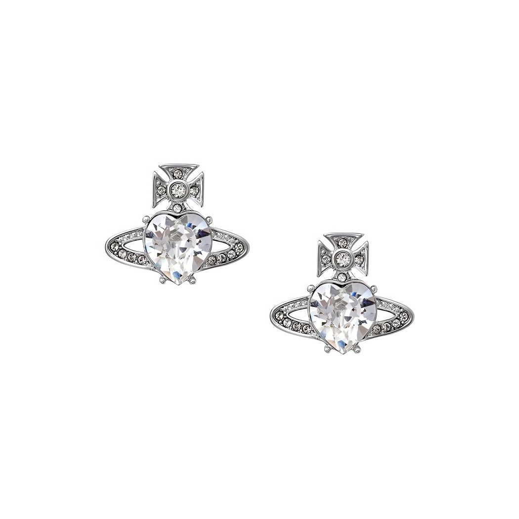 Vivienne Westwood Brass Cubic Zirconia Stud Earrings Women's Silver