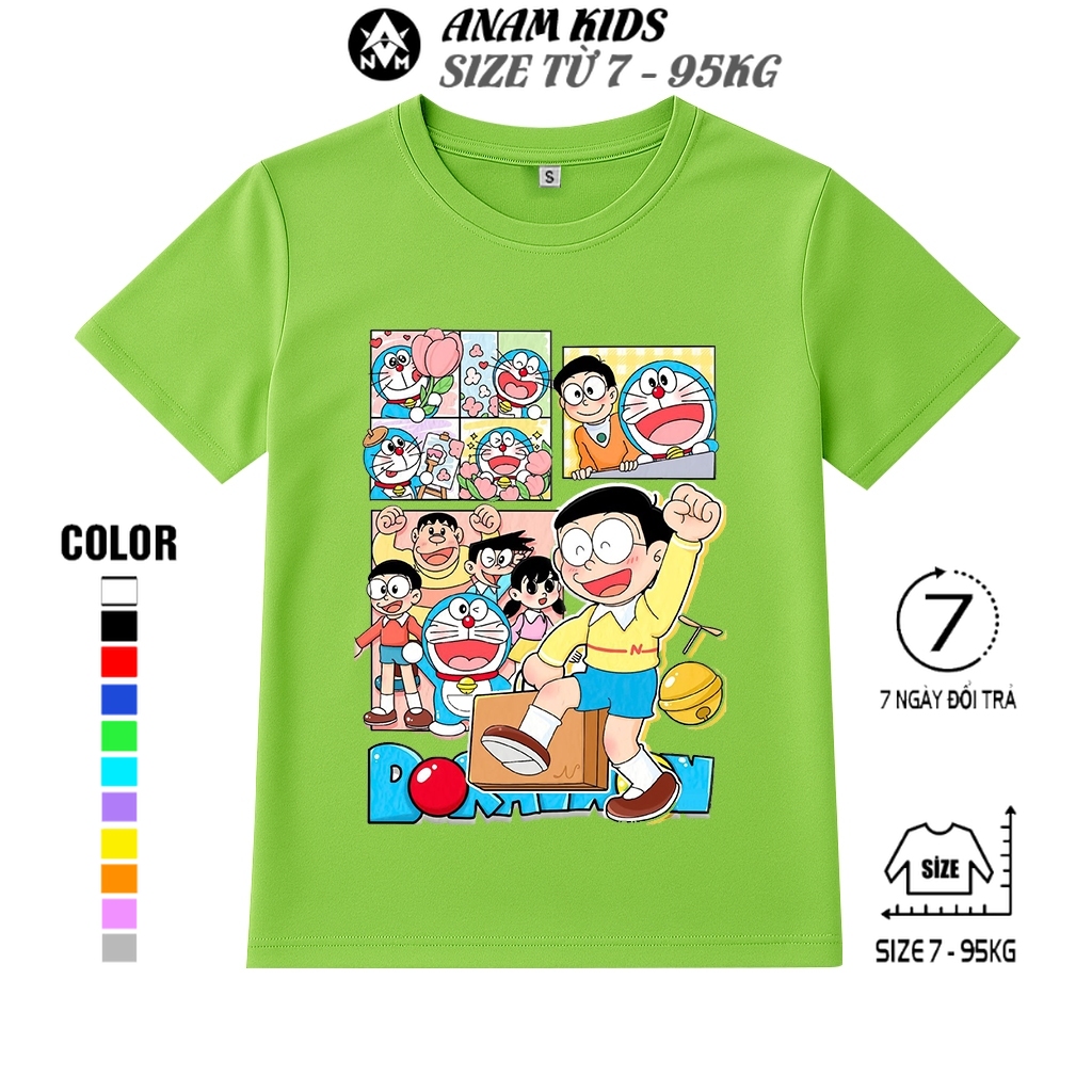 Áo Thun Trẻ Em NOBITA Chất Poly Thái Có Size Lớn Từ 7-95kg Nhiều Màu Áo Size To Nhắn Shop